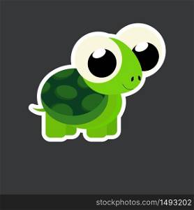 cute turtle sticker template in flat vector style