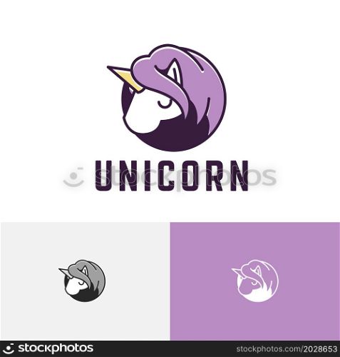 Cute Unicorn Horse Horn Head Animal Cartoon Logo