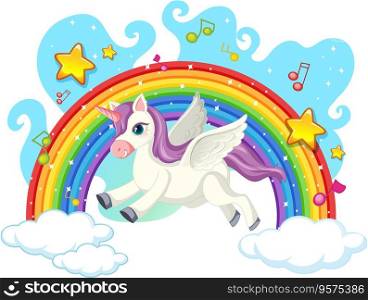 Cute unicorn on sky vector image