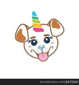 Cute unicorn puppy kids clipart vector. Happy dog illustration.. Cute unicorn puppy kids clipart vector. Happy dog illustration
