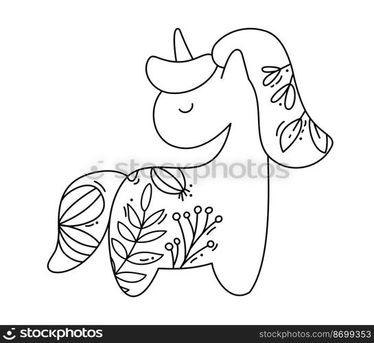 Cute unicorn simple baby cartoon vector coloring book illustration. Simple flat line doodle icon modern style design element isolated on white. Magical creatures, fantasy, dream theme.. Cute unicorn simple baby cartoon vector coloring book illustration. Simple flat line doodle icon modern style design element isolated on white. Magical creatures, fantasy, dream theme