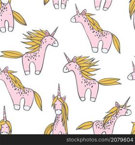 Cute unicorns on white background. Vector seamless pattern.. Cute unicorns. Vector pattern.