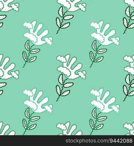 Cute unusual flower and cloud seamless pattern. Simple stylized flowers background. For fabric design, textile print, wrapping paper, cover. Vector illustration. Cute unusual flower and cloud seamless pattern. Simple stylized flowers background.