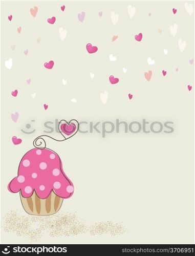 Cute vector bakery background with small cupcake