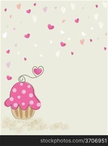 Cute vector bakery background with small cupcake