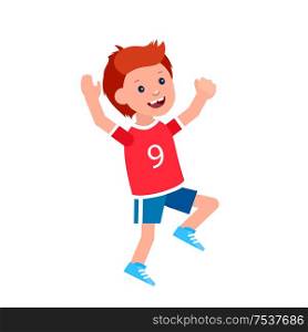 Cute vector character child Boy in motion. Cheerful child. Happy kid illustration. Detailed character child. Vector for Celebration children day, fun child.. childrens day, child