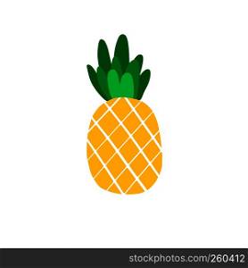 Cute vector illustration of pineapple with glasses. Fruite icon, symbol isolated on white background. cute pineapple icon symbol vector, illustration