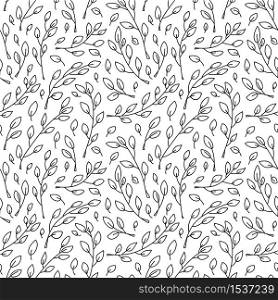Cute Vector minimalist monoline scandinavian seamless pattern with cartoon tree branches. Doodle background for children holiday textile, wallpaper.. Cute Vector minimalist monoline scandinavian seamless pattern with cartoon tree branches. Doodle background for children holiday textile, wallpaper