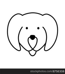 Cute vector one line dog logo. Minimalist pet in abstract hand drawn style. Black background graphic illustration. Great design for any purposes.. Cute vector one line dog logo. Minimalist pet in abstract hand drawn style. Black background graphic illustration. Great design for any purposes