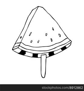 Cute vector watermelon clipart Hand drawn watermelon slice icon Fruit illustration