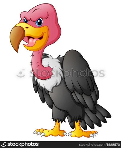 Cute vulture cartoon isolated on white background