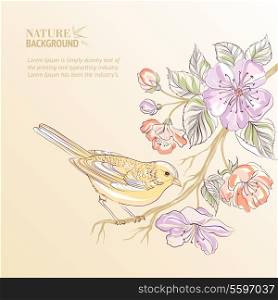 Cute watercolor bird. Vector illustration, contains transparencies, gradients and effects.