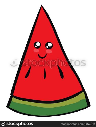 Cute watermelon slice, illustration, vector on white background.