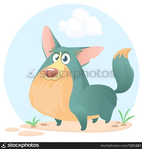 Cute welsh corgi cartoon. Funny corgi vector illustration. Portrait of a dog for decoration and design.