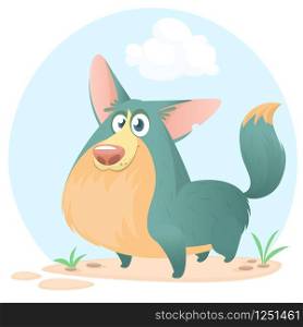 Cute welsh corgi cartoon. Funny corgi vector illustration. Portrait of a dog for decoration and design.