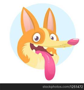 Cute welsh corgi cartoon. Funny corgi vector illustration. Portrait of a dog for decoration and design. Vector icon