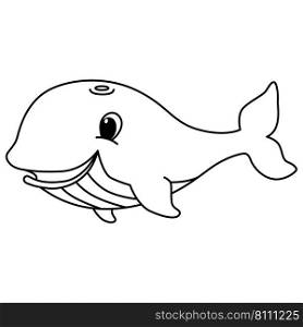 Cute whale cartoon coloring page for kids Vector Image