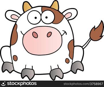 Cute White Cow Cartoon Mascot Character