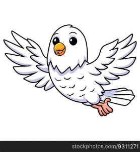 Cute white love bird cartoon flying
