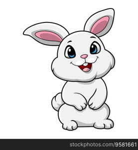 Cute white rabbit cartoon standing