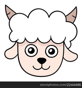 cute white sheep animal head