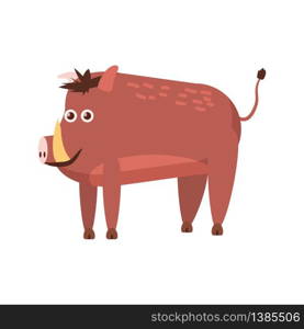 Cute wild boar, animal, trend cartoon style vector. Cute wild boar, pig, animal, trend, cartoon style, vector, illustration, isolated on white background