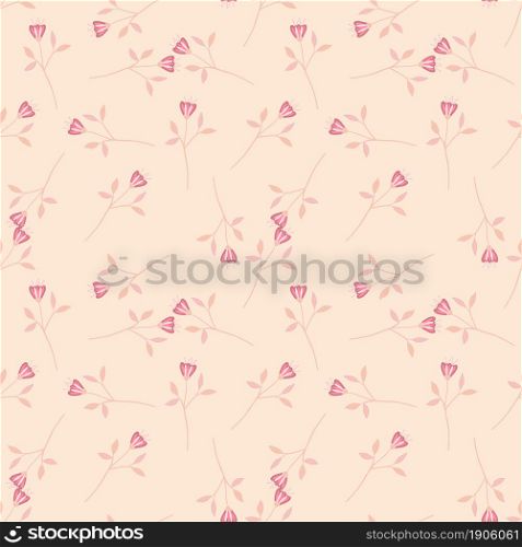 Cute wildflower seamless pattern on light background. Romantic botanical design. Floral ornament. Nature wallpaper. For fabric, textile print, wrapping, cover. Vector illustration. Cute wildflower seamless pattern on light background. Romantic botanical design. Floral ornament.
