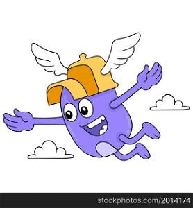 cute winged creatures flying around the sky