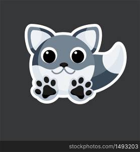 cute wolf sticker template in flat vector style