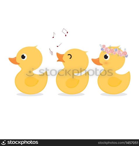 Cute yellow duck collection set.