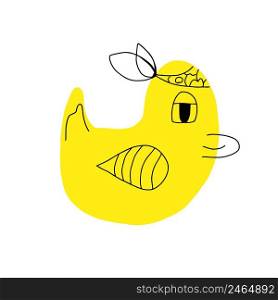 Cute yellow duck, vector illustration. Children’s rubber toy. Bird, doodles, hand-drawn.. Cute yellow duck, vector illustration. Children’s rubber toy. Bird, doodles, hand-drawn. Vector illustration.