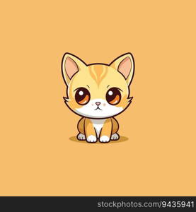 Cute yellow kawaii cat vector