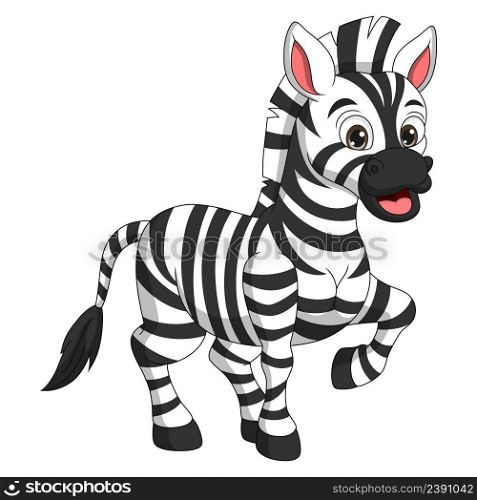 Cute zebra cartoon on white background