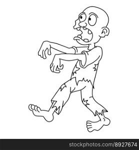 Cute zombie cartoon coloring page illustration vector. For kids coloring book.