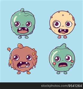Cute zombie with various emotions vector illustration