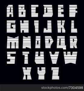 Cuted alphabet. Letters sliced from paper,. Cuted Letters sliced from paper