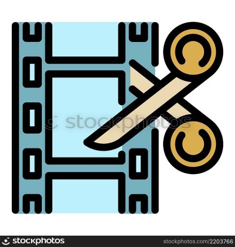 Cuting film icon. Outline cutting film vector icon color flat isolated. Cutting film icon color outline vector