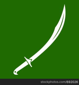 Cutlass icon white isolated on green background. Vector illustration. Cutlass icon green