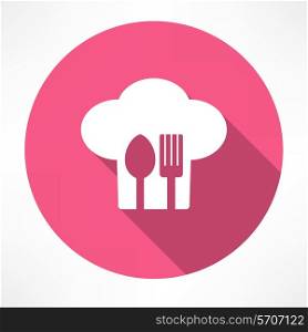 Cutlery and chef hat. Flat modern style vector illustration