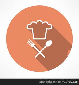 Cutlery and chef hat Flat modern style vector illustration