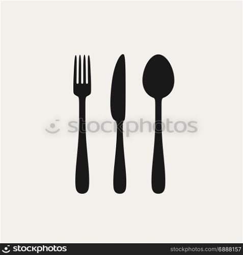 Cutlery black silhouettes. Cutlery black silhouettes. Illustration with spoon, knife, fork