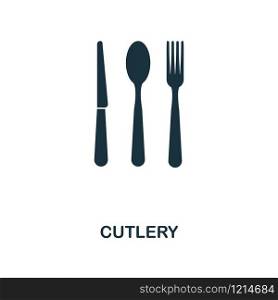 Cutlery creative icon. Simple element illustration. Cutlery concept symbol design from meal collection. Can be used for mobile and web design, apps, software, print.. Cutlery icon. Monochrome style icon design from meal icon collection. UI. Illustration of cutlery icon. Pictogram isolated on white. Ready to use in web design, apps, software, print.