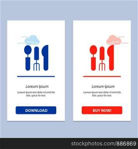 Cutlery, Hotel, Service, Travel Blue and Red Download and Buy Now web Widget Card Template
