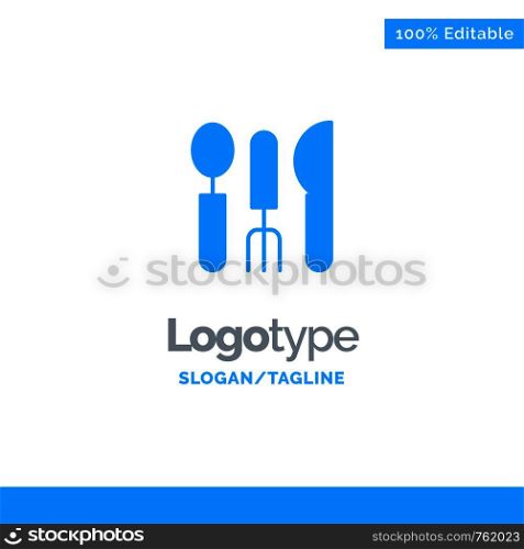 Cutlery, Hotel, Service, Travel Blue Business Logo Template