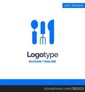 Cutlery, Hotel, Service, Travel Blue Business Logo Template