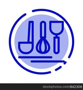 Cutlery, Hotel, Service, Travel Blue Dotted Line Line Icon