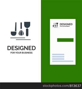 Cutlery, Hotel, Service, Travel Grey Logo Design and Business Card Template