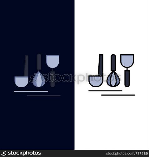 Cutlery, Hotel, Service, Travel Icons. Flat and Line Filled Icon Set Vector Blue Background