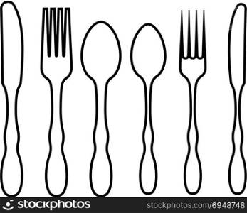 Cutlery Icon, Fork, Spoon And Knife Vector Art Illustration