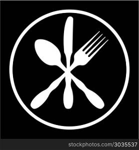 Cutlery Icon, Fork, Spoon And Knife Vector Art Illustration. Cutlery Icon, Fork, Spoon And Knife